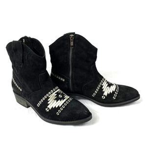Musse & Cloud Black And Metallic Silver Embroidered Ginger Ankle Boots Bootie